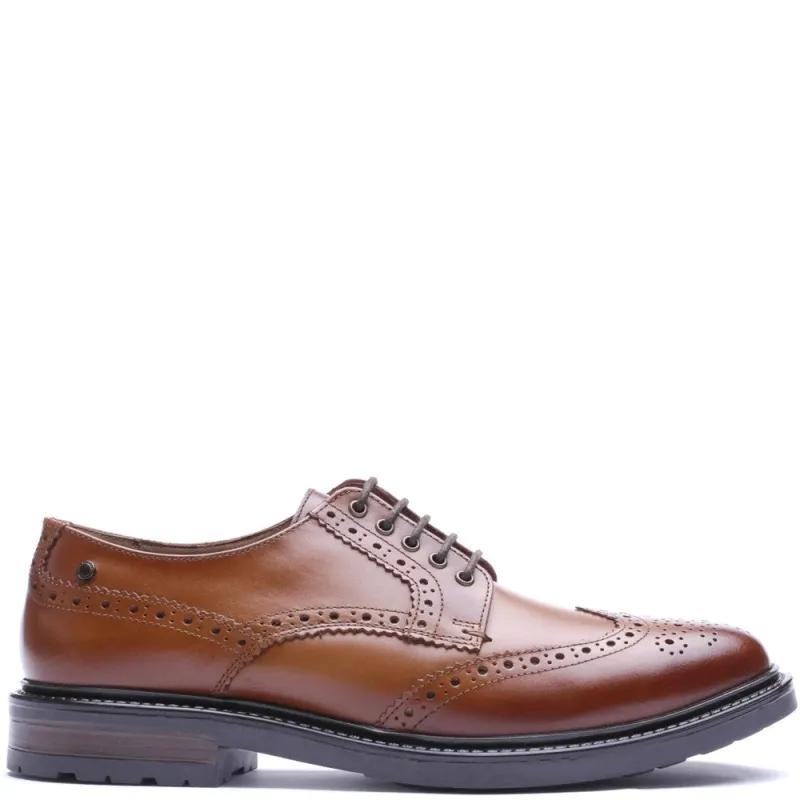 Tanner Waxy Brogue Shoes Tan made by Base London