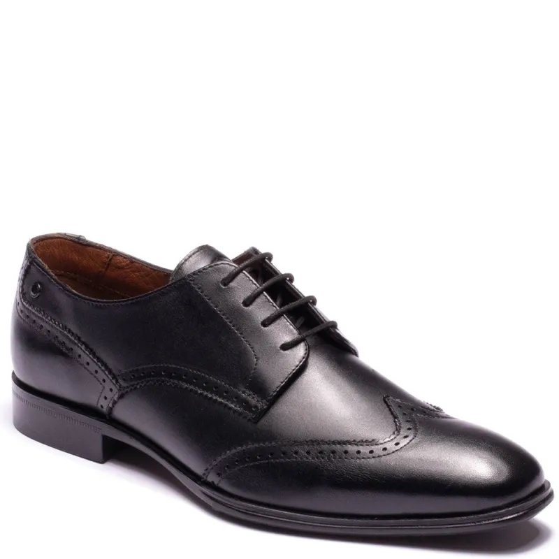 Sloane Waxy Brogue Shoes Black made by Base London
