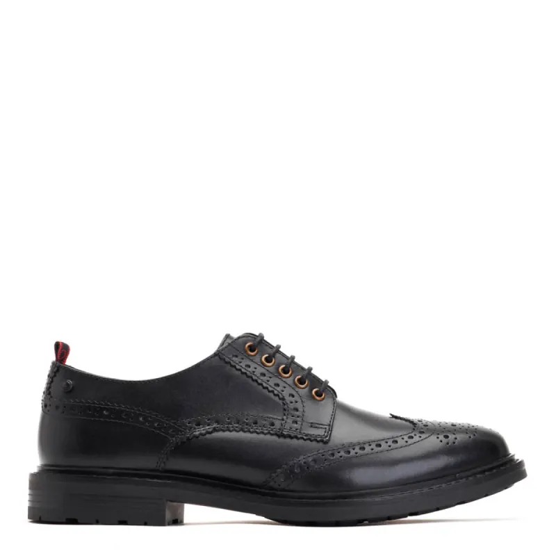 Jagger Waxy Brogue Shoes Black sold by Base London