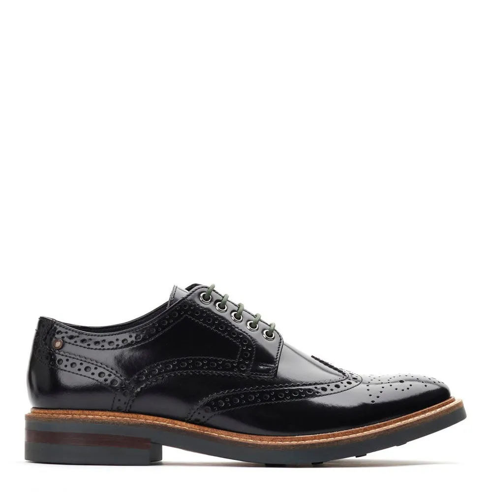 Woburn Hi Shine Brogue Shoes Black sold by Base London