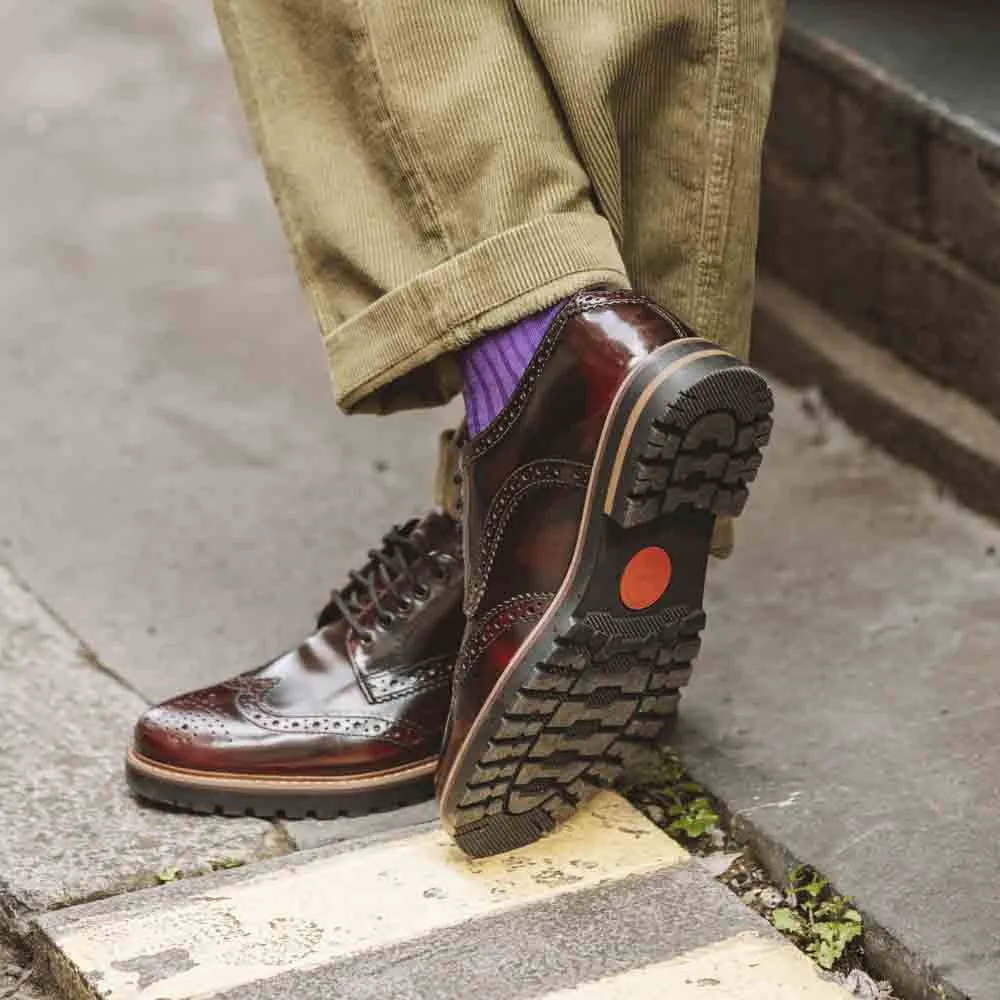 Gibbs Hi Shine Brogue Shoes Bordo sold by Base London product image thumbnail 3
