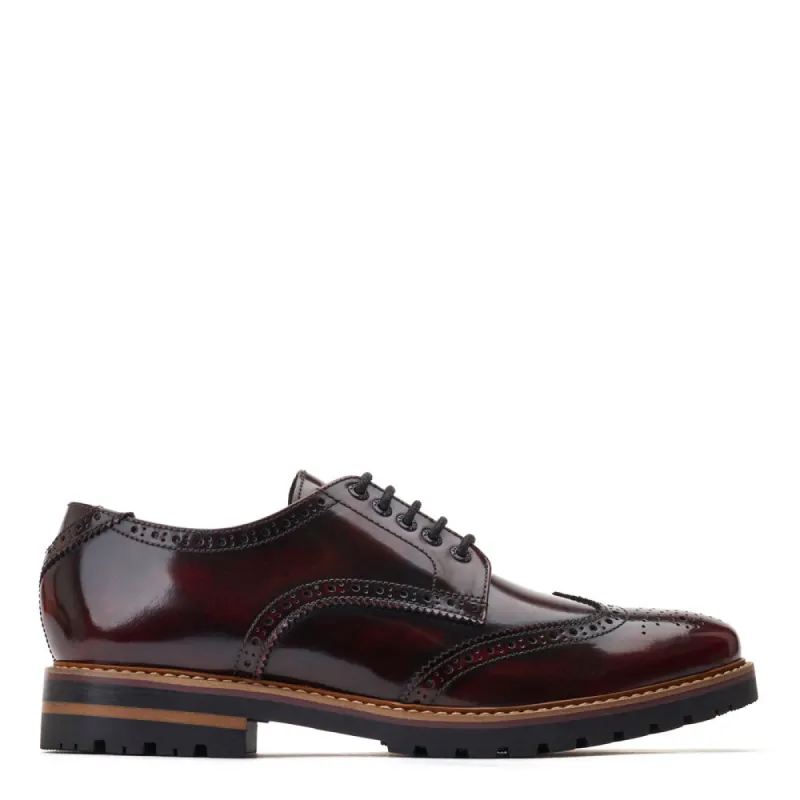 Gibbs Hi Shine Brogue Shoes Bordo made by Base London
