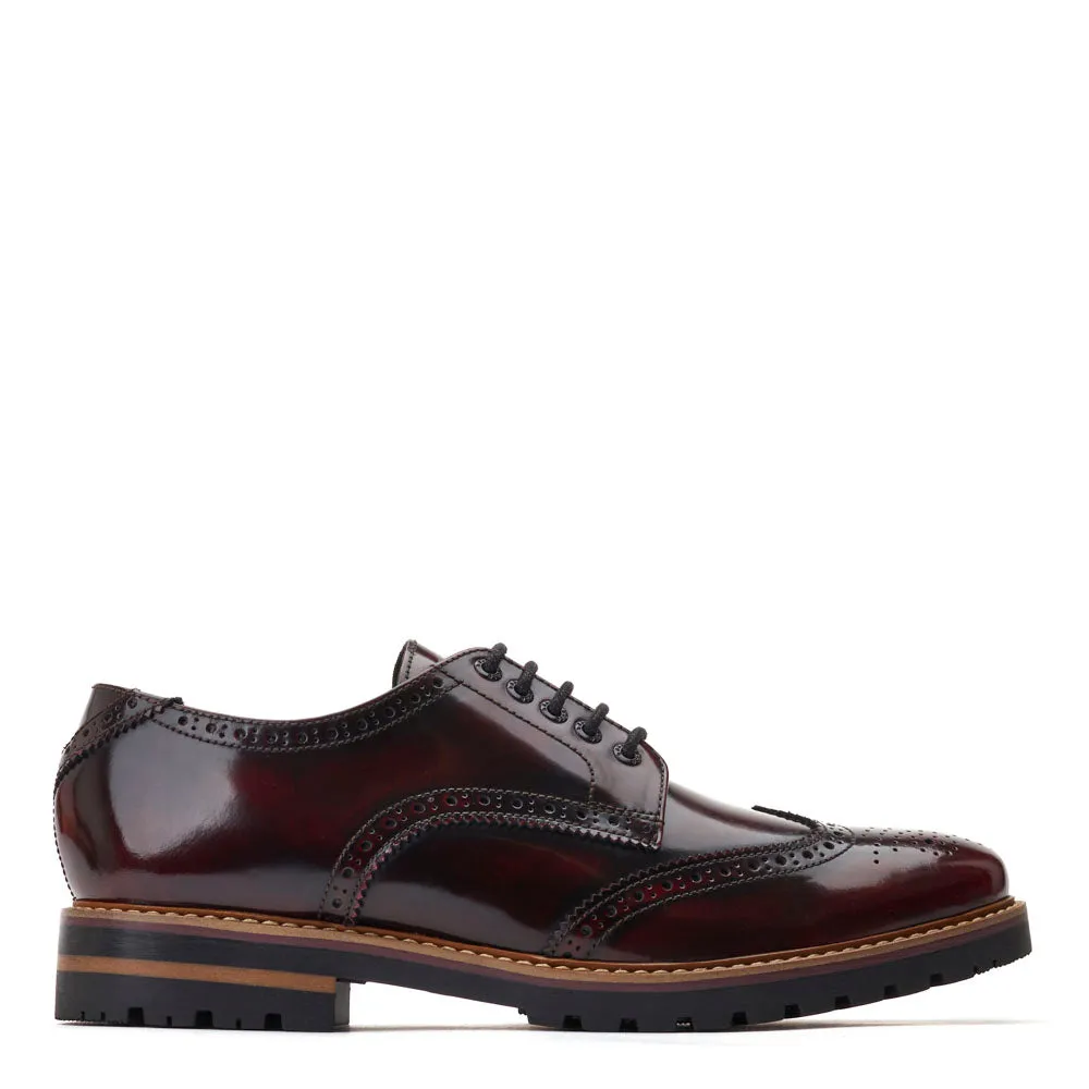 Gibbs Hi Shine Brogue Shoes Bordo sold by Base London