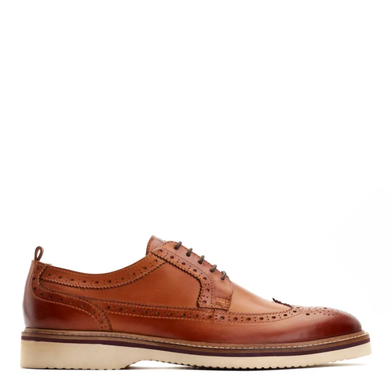 Sully Washed Brogue Shoes Tan made by Base London