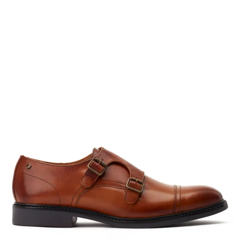 Diablo Waxy Monk Strap Shoes Tan sold by Base London