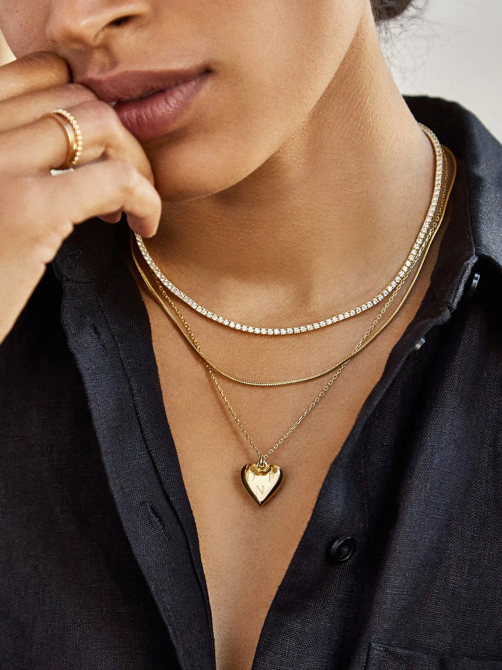 18K Gold Custom Bubble Heart Necklace - 18K Gold sold by BaubleBar product image thumbnail 2
