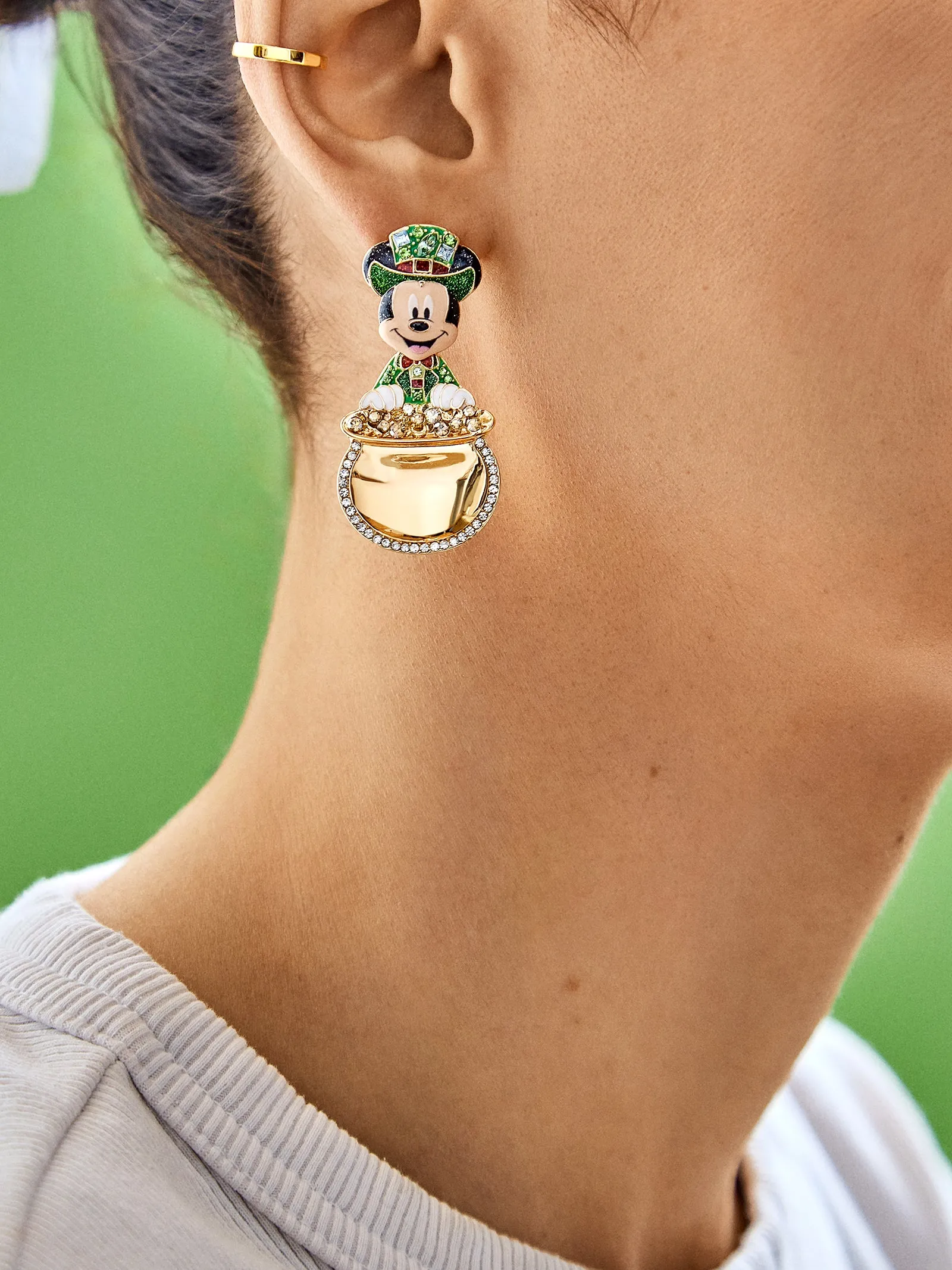 Mickey Mouse disney Pot Of Gold Earrings - Green/Gold sold by BaubleBar product image thumbnail 2