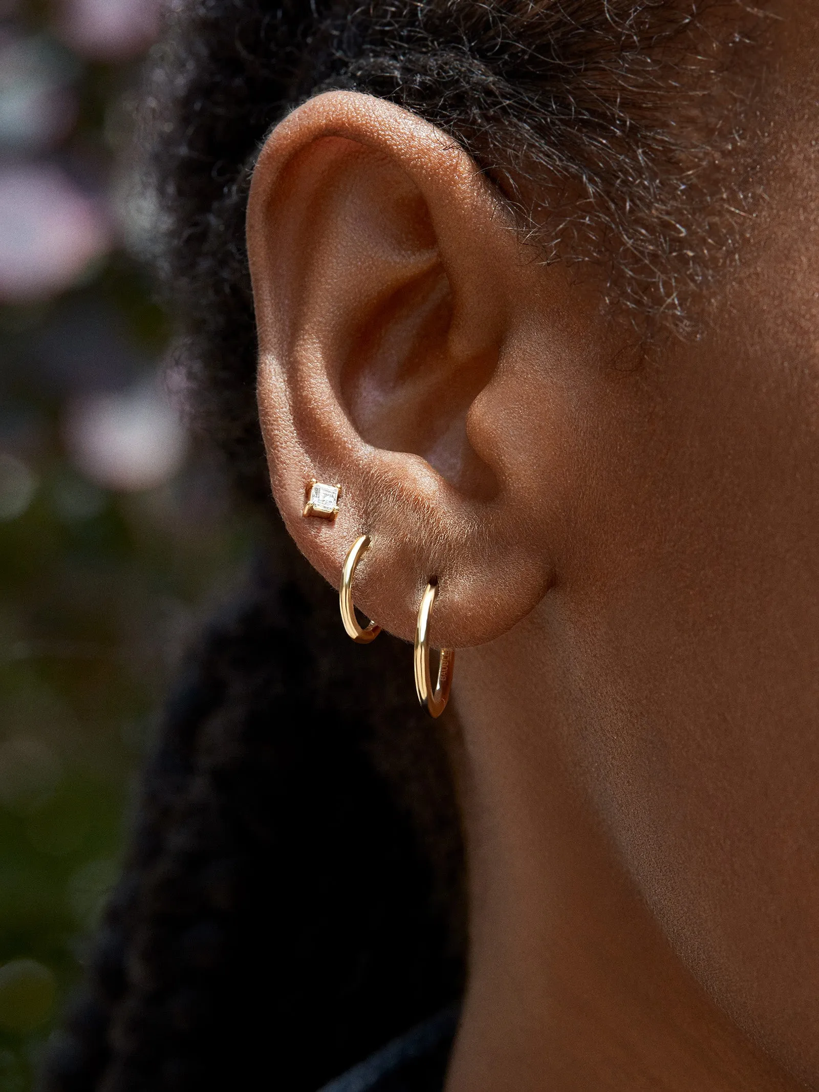 Solid Gold & Diamond Princess Cut Earring - Clear/Gold sold by BaubleBar product image thumbnail 2