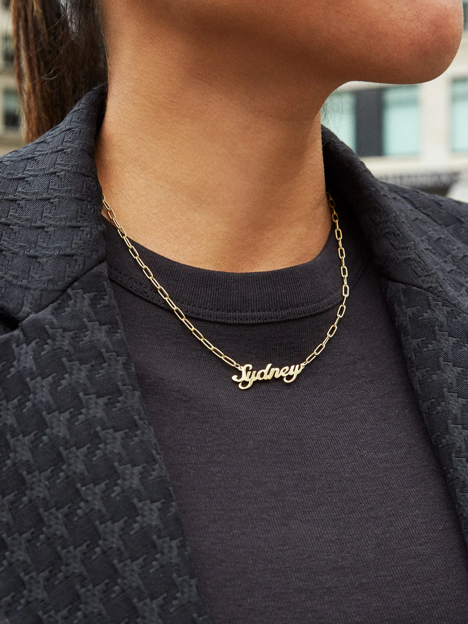 14K Gold Custom Nameplate Necklace - Gold sold by BaubleBar product image thumbnail 2