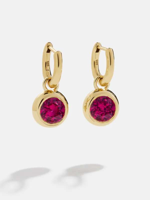 18K Gold Birthstone Drop Earrings - Ruby sold by BaubleBar