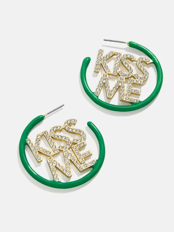 Kiss Me I'm Irish Earrings - Green/Gold sold by BaubleBar