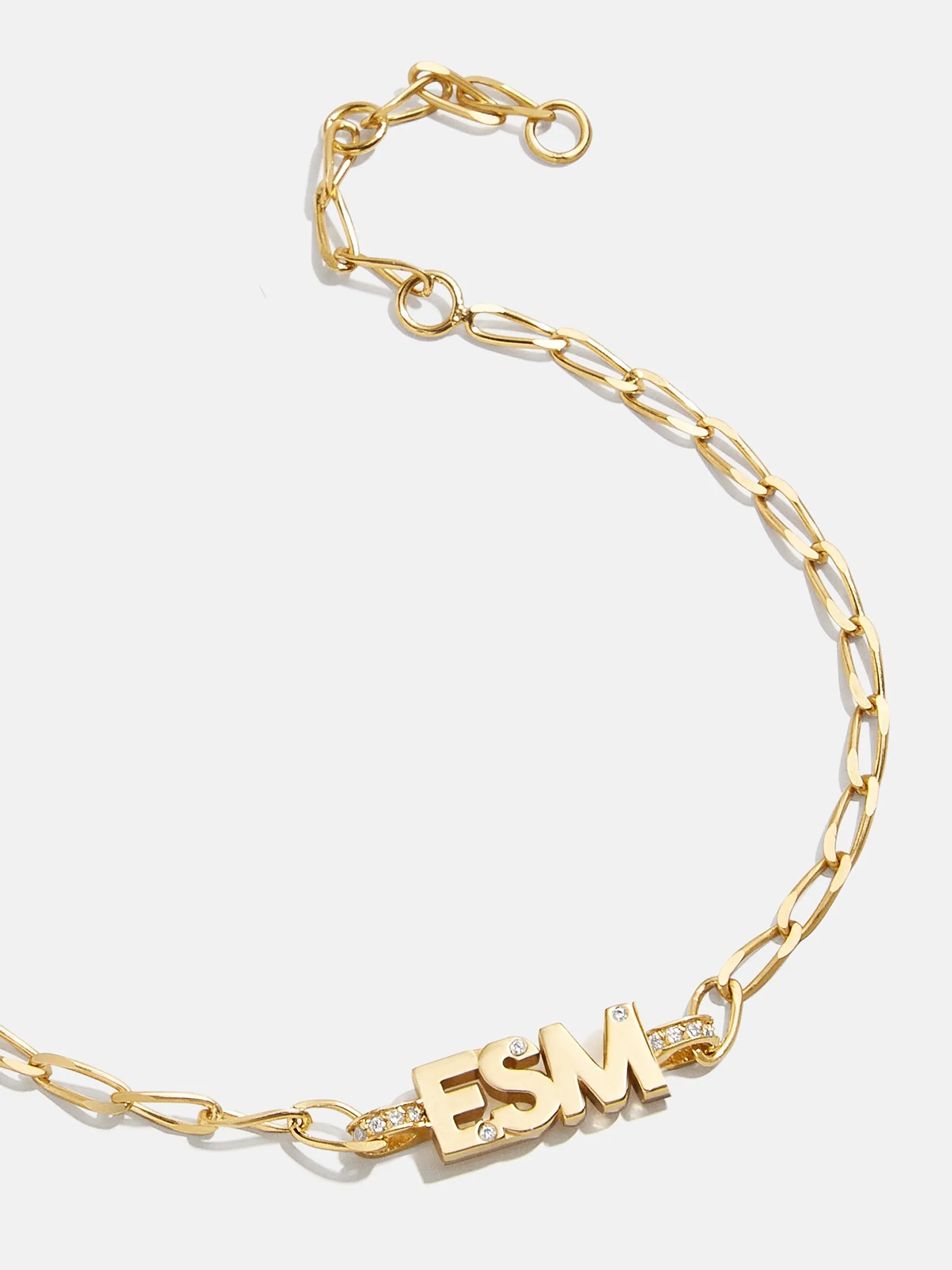 Mini 18K Gold Custom Initial Bracelet - Gold/Pavé sold by BaubleBar