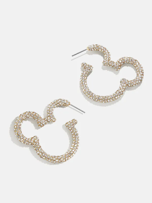 Mickey Mouse Disney Essential Hoop Earrings - Gold/Pavé sold by BaubleBar