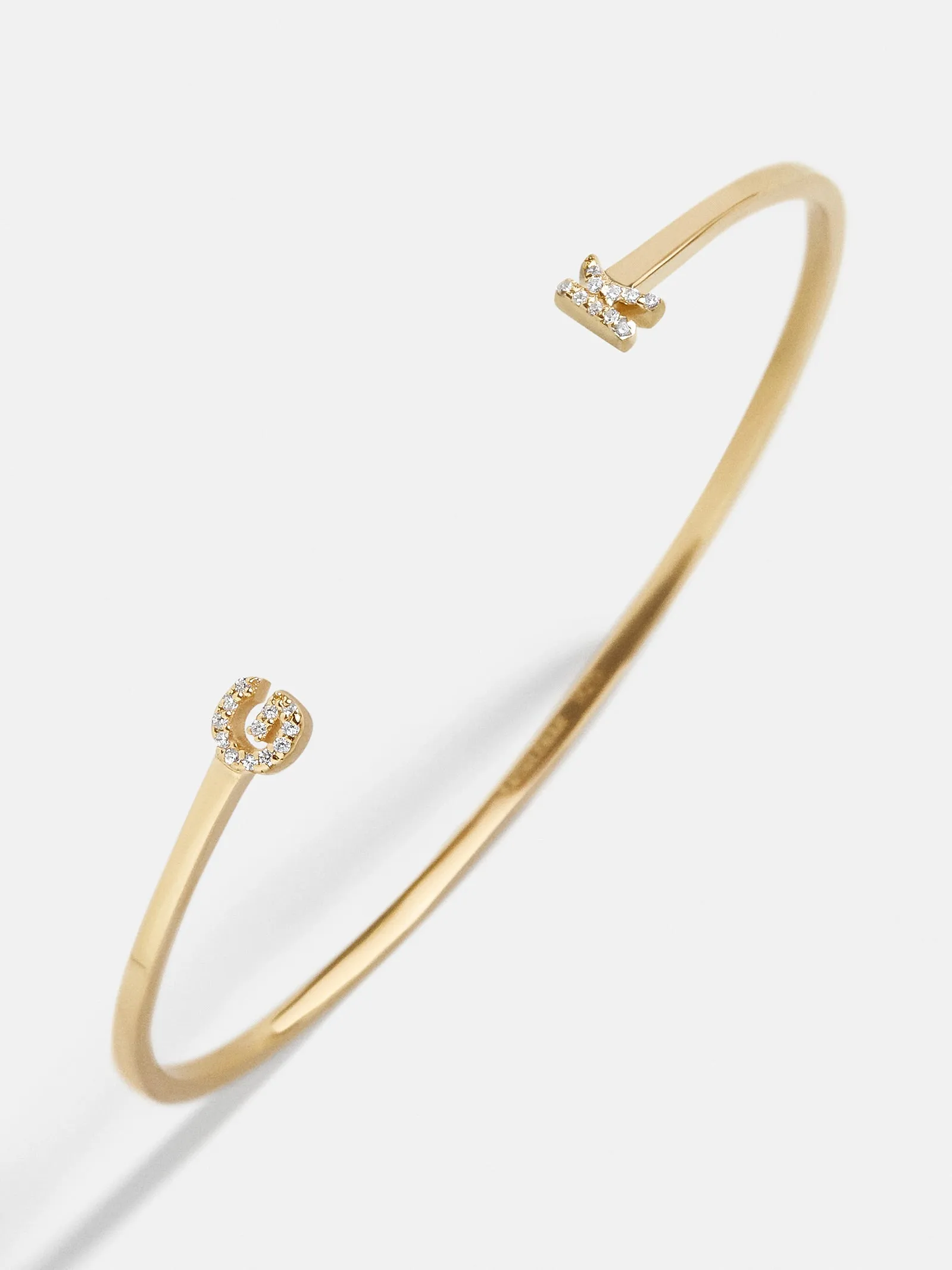 18K Gold Double Initial Custom Cuff Bracelet - Gold/Pavé sold by BaubleBar product image thumbnail 4