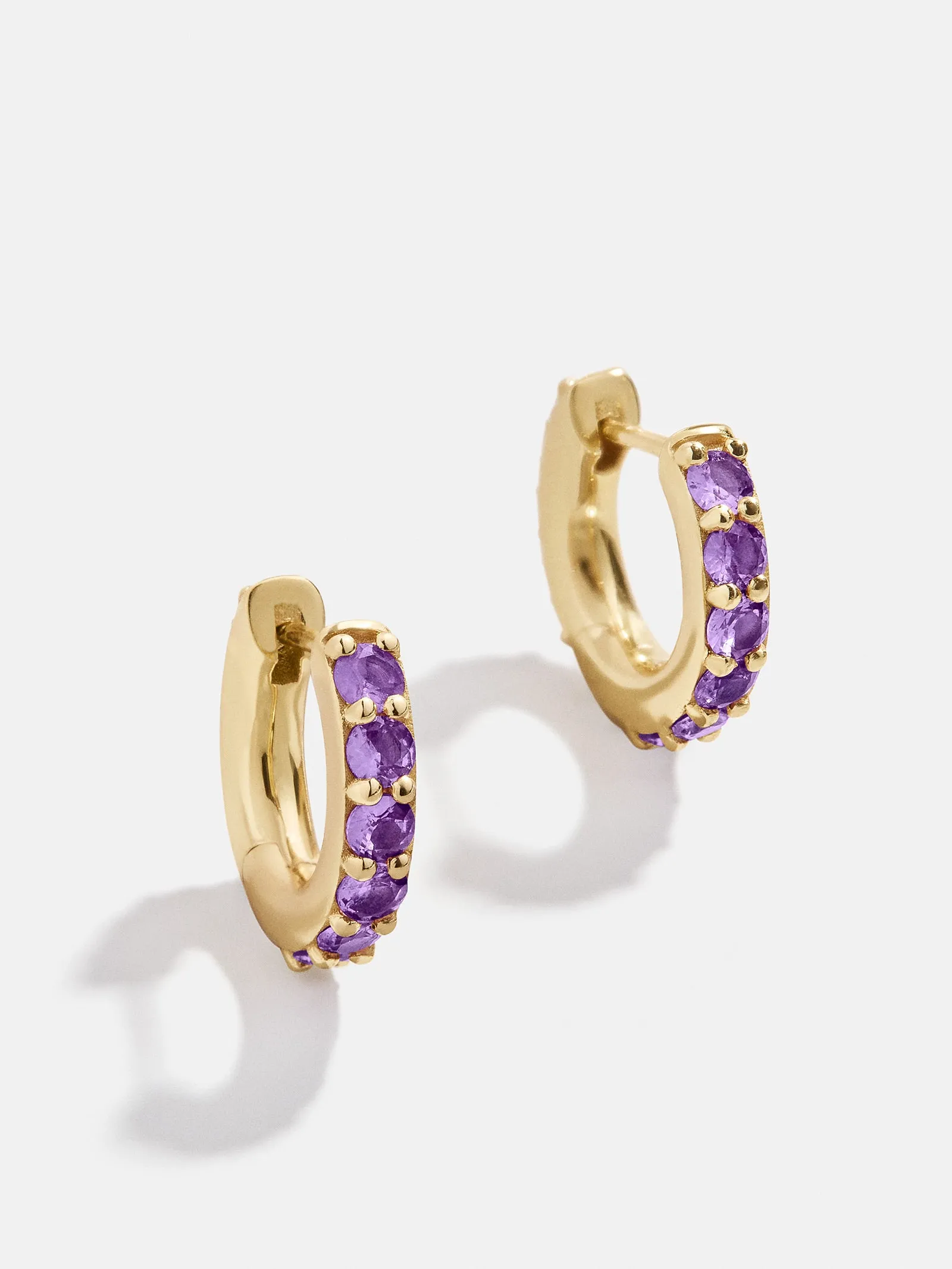 18K Gold Birthstone Huggie Earrings - Amethyst sold by BaubleBar