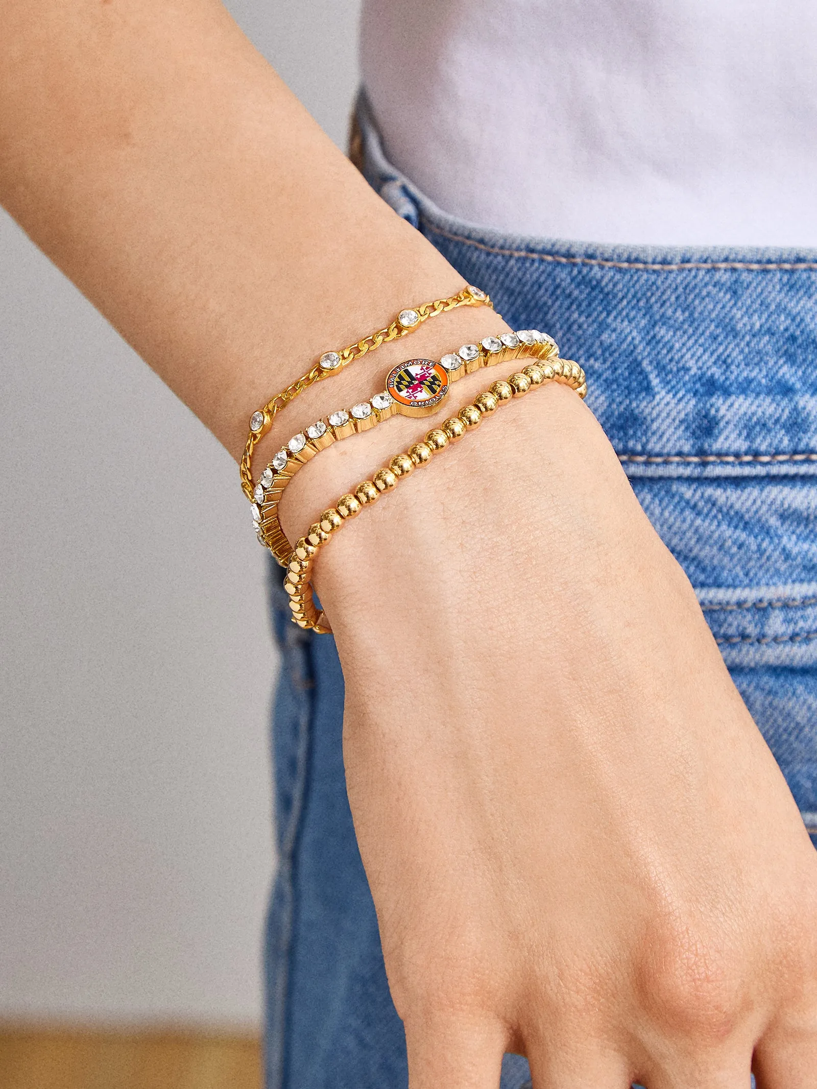 MLB Gold Tennis Bracelet - Baltimore Orioles sold by BaubleBar product image thumbnail 2