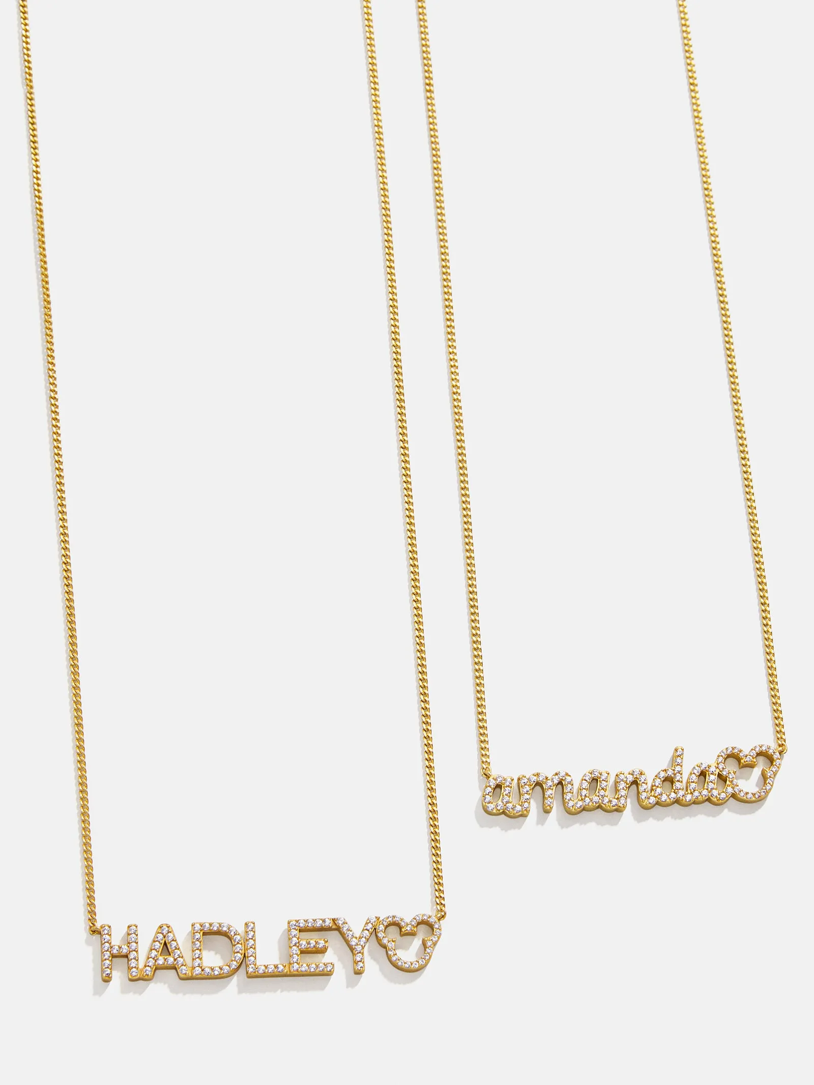 Disney Mickey Mouse 14K Gold Plated Sterling Silver Custom Nameplate Necklace - Gold/Pavé sold by BaubleBar