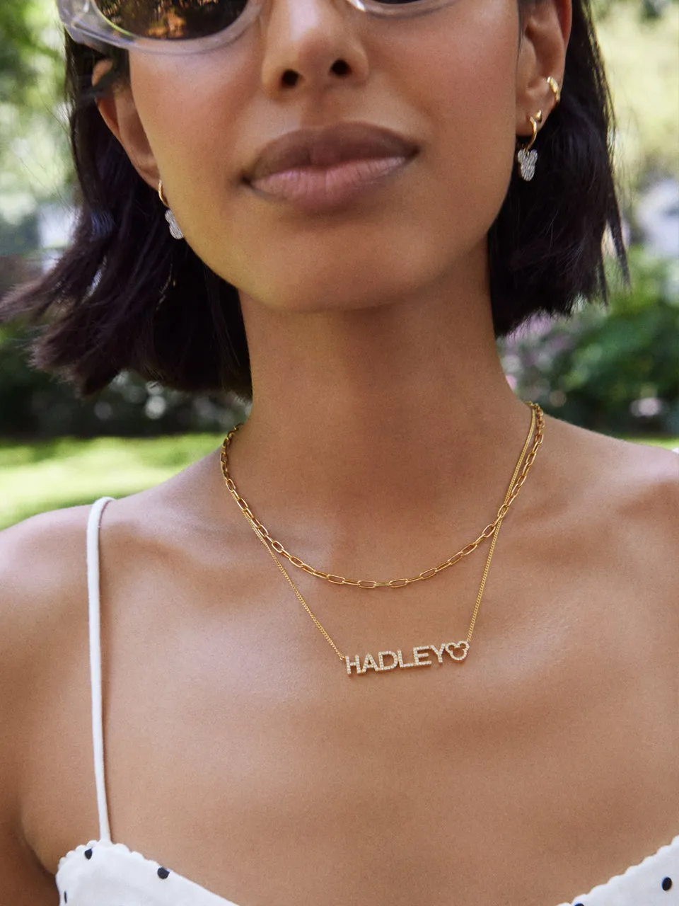 Disney Mickey Mouse 14K Gold Plated Sterling Silver Custom Nameplate Necklace - Gold/Pavé sold by BaubleBar product image thumbnail 2