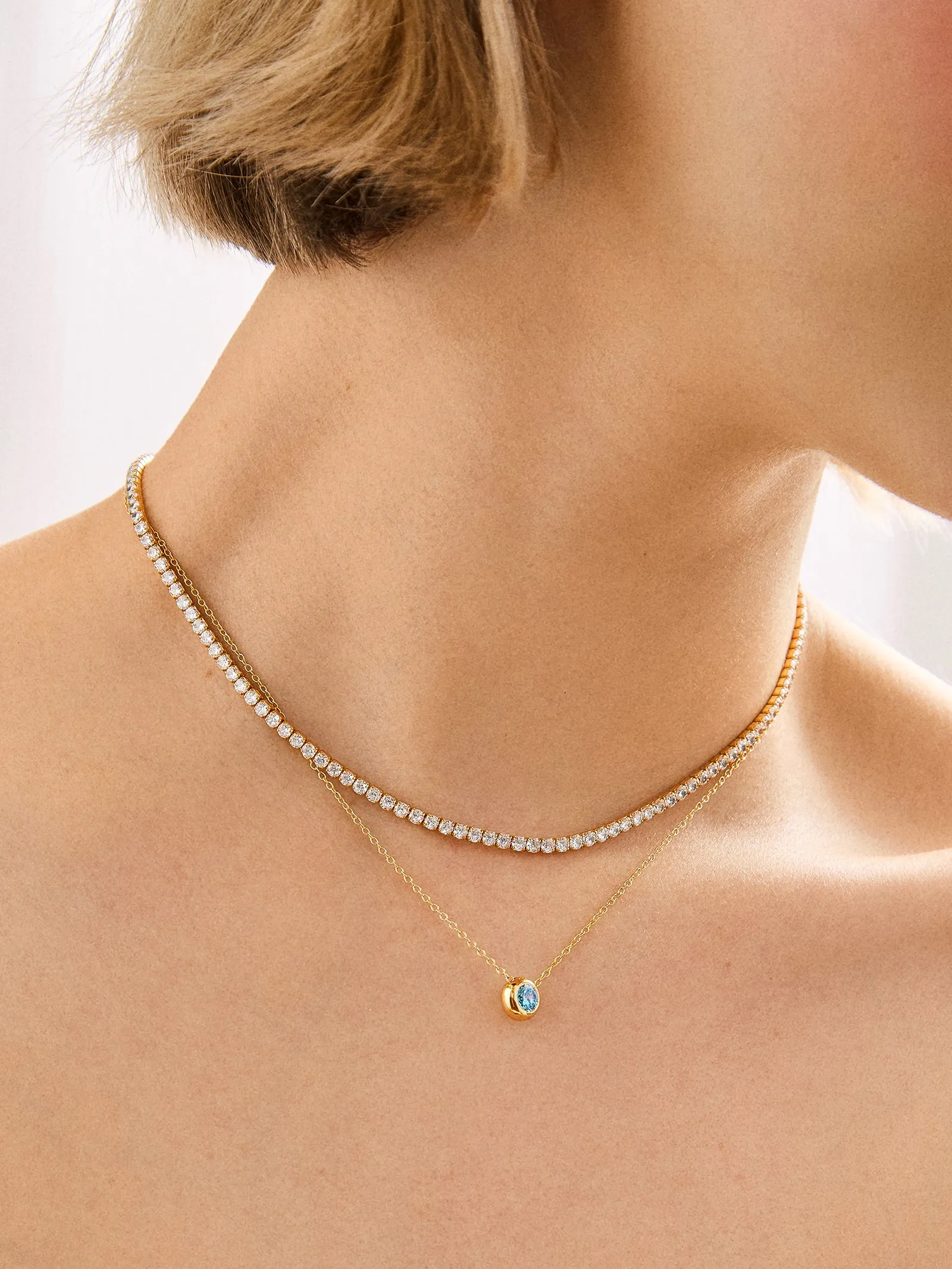 18K Gold Birthstone Pendant Necklace - Aquamarine sold by BaubleBar product image thumbnail 2