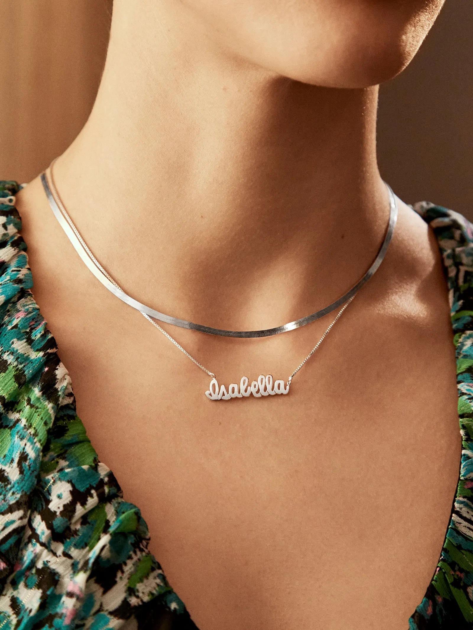 Sterling Silver Box Chain Custom Nameplate Necklace - Silver sold by BaubleBar product image thumbnail 2
