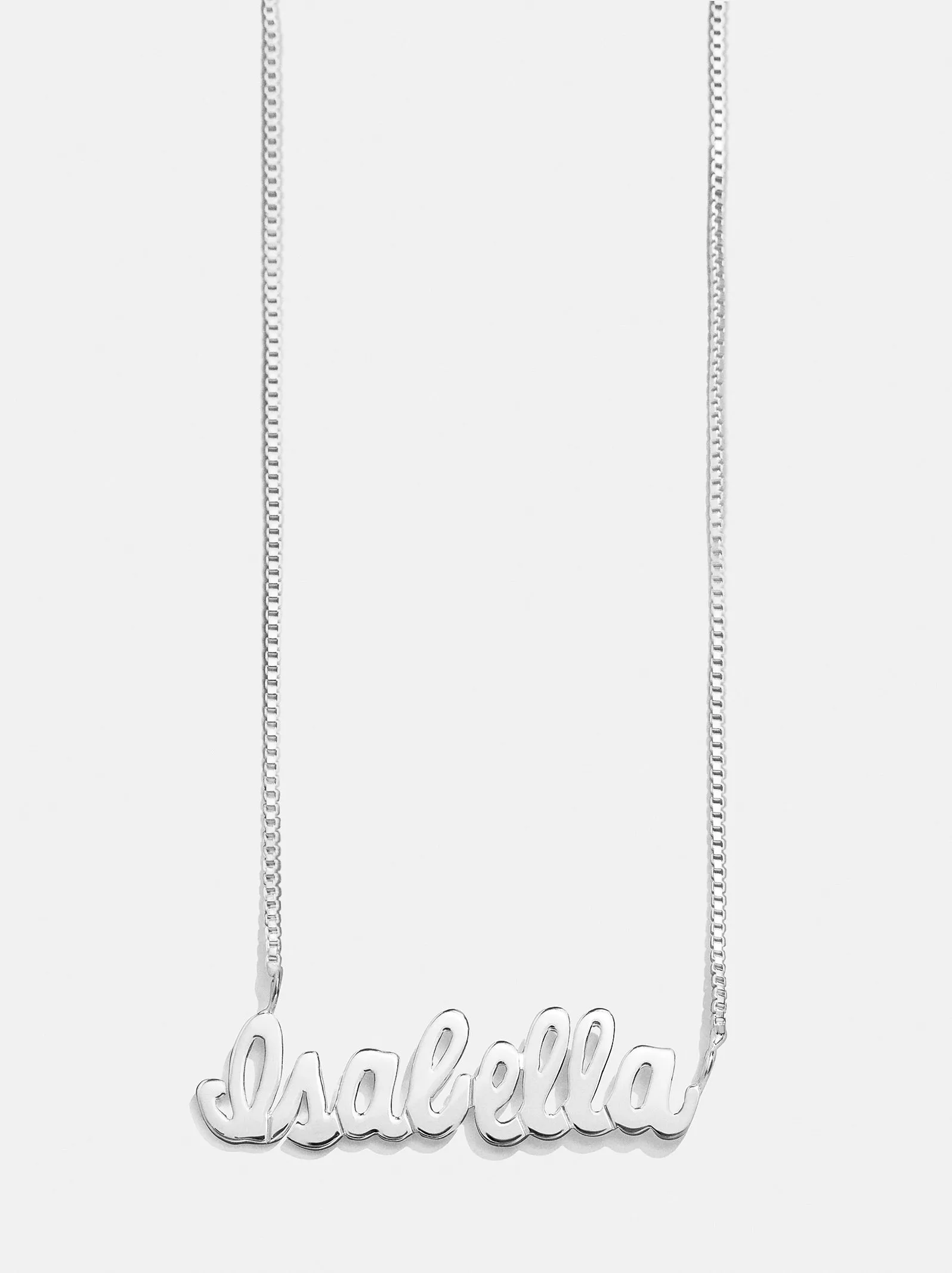 Sterling Silver Box Chain Custom Nameplate Necklace - Silver sold by BaubleBar product image thumbnail 4