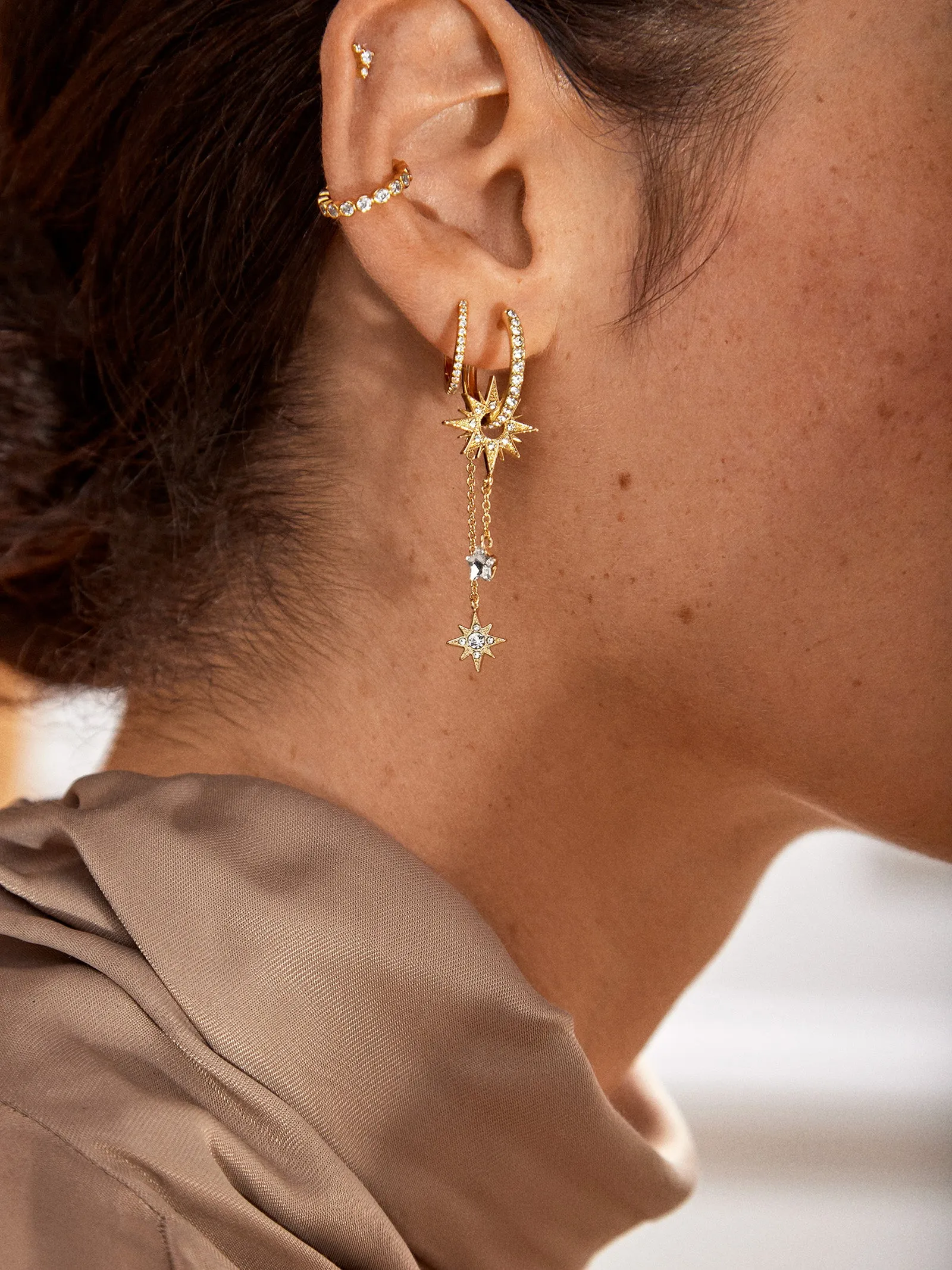 Galaxy Earrings - Gold/Pavé sold by BaubleBar product image thumbnail 2