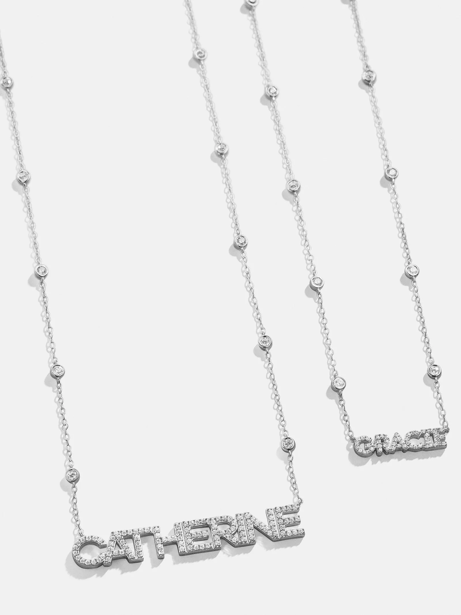 Yasmine Sterling Silver Custom Nameplate Necklace - Pavé/Silver sold by BaubleBar