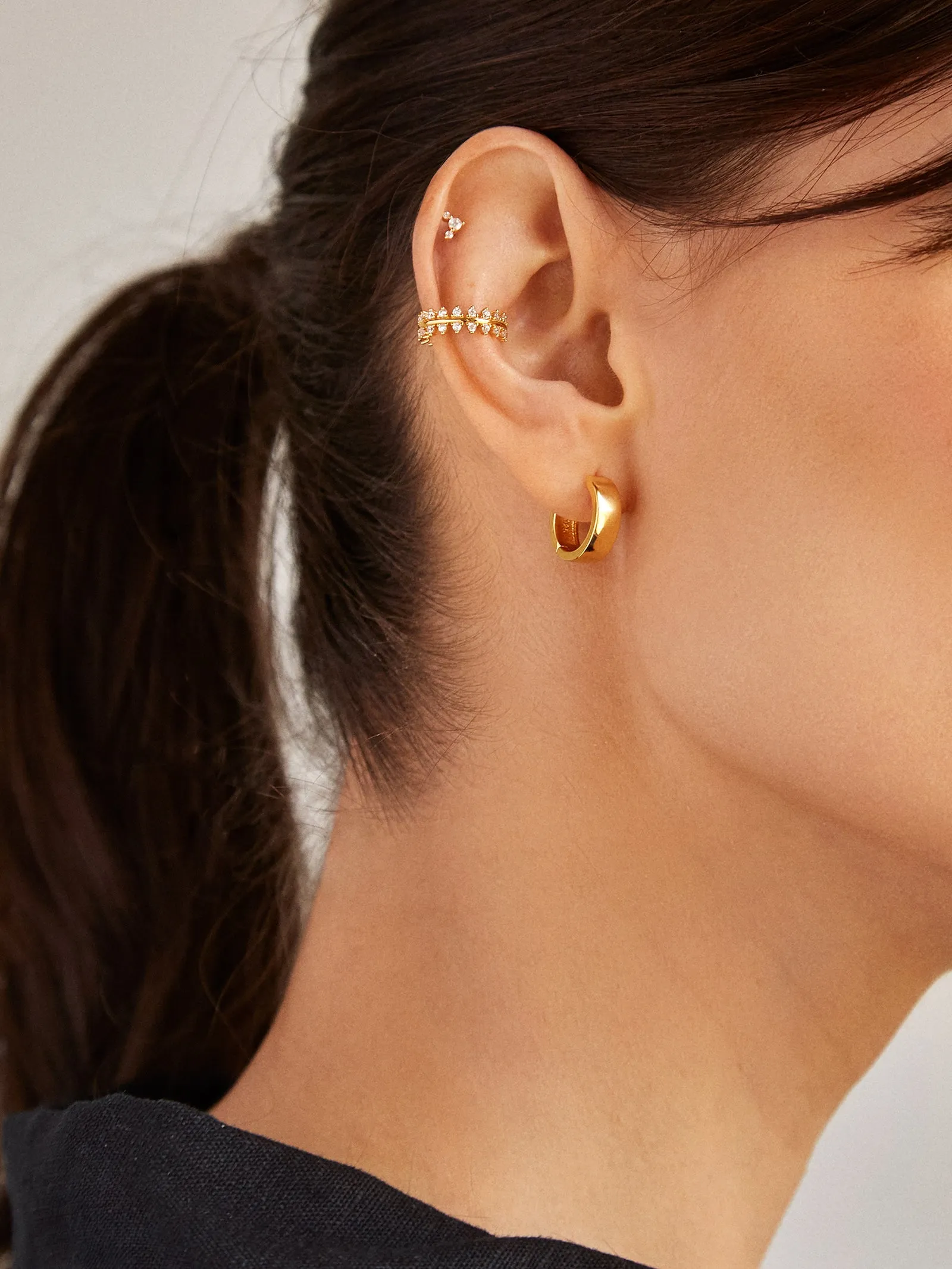 Victoria 18K Gold Ear Cuff - Gold/Pavé sold by BaubleBar product image thumbnail 2