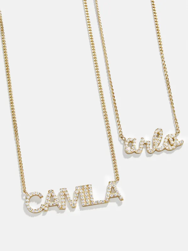 18K Custom Nameplate Necklace - Block Font sold by BaubleBar