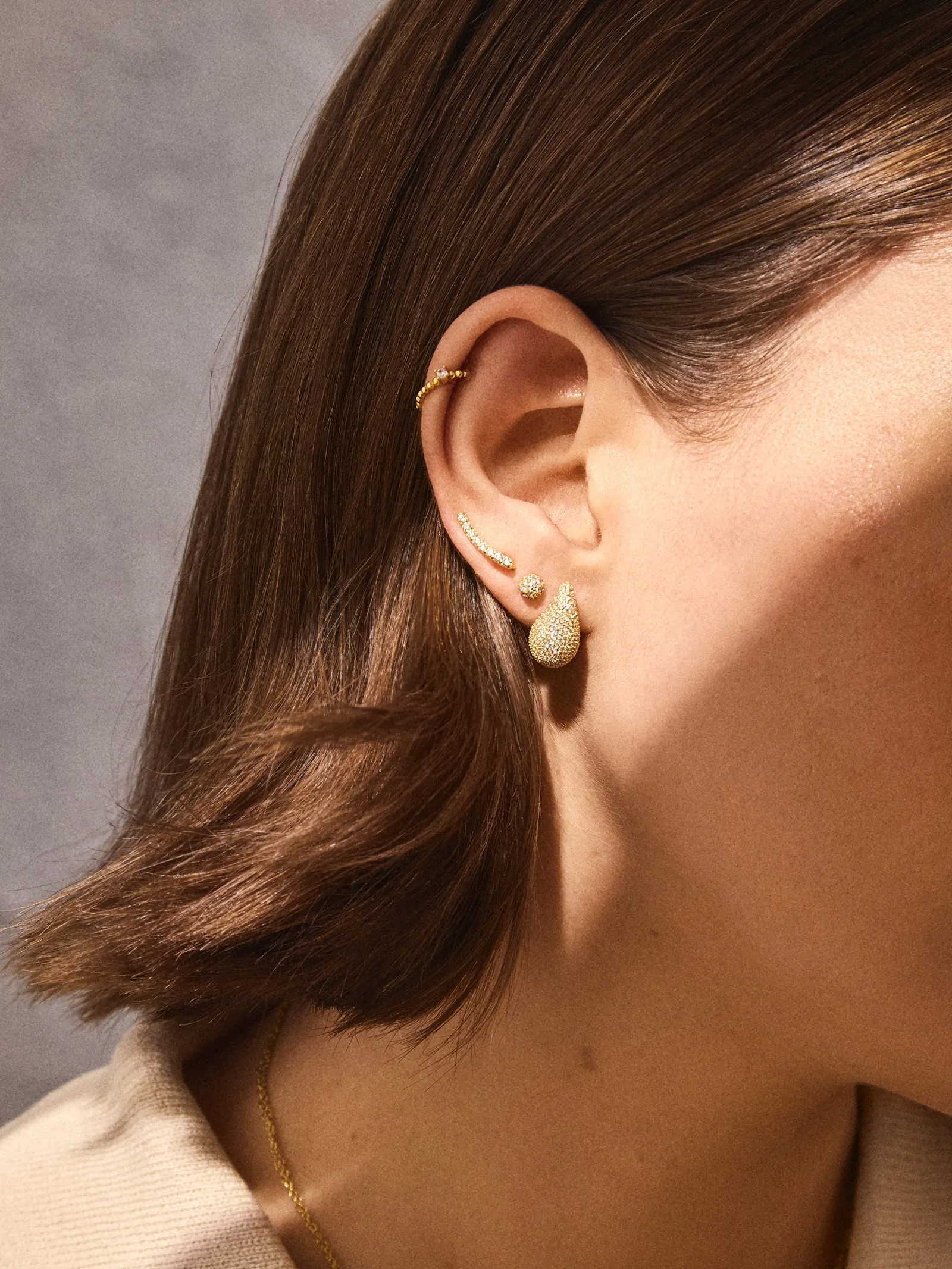 Ella 18K Gold Earrings - 18K Gold Plated Pavé sold by BaubleBar product image thumbnail 2