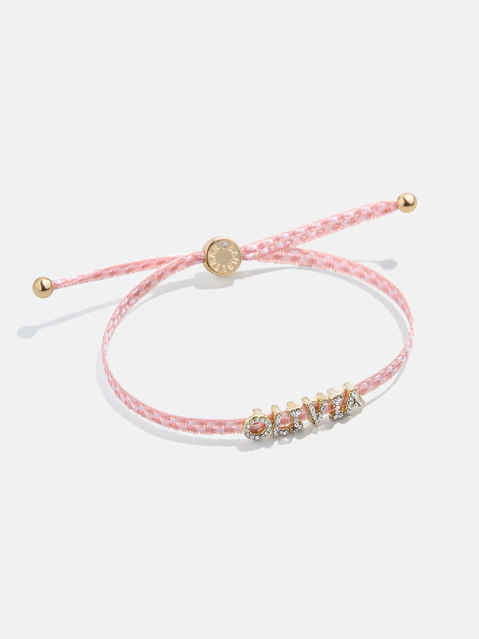 Custom Ribbon Bracelet - Pink Checkerboard Ribbon sold by BaubleBar product image thumbnail 3