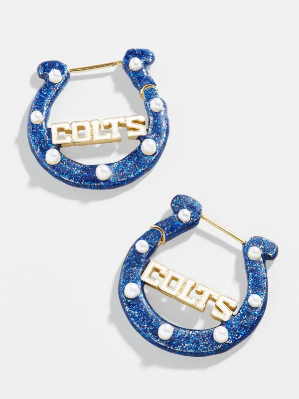 Indianapolis Colts NFL Horseshoe Hoop Earrings - Indianapolis Colts made by BaubleBar