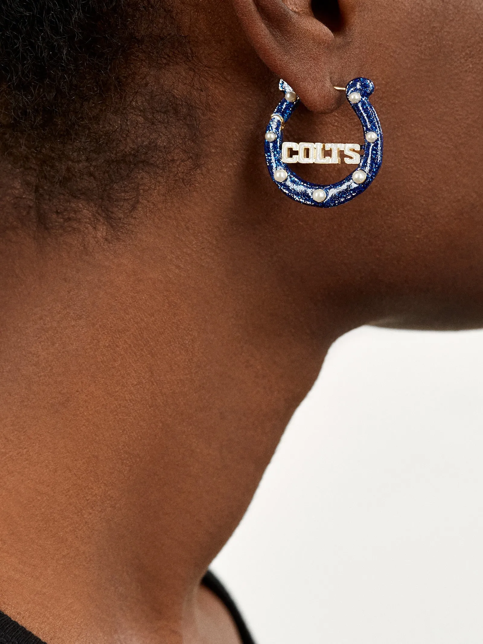 Indianapolis Colts NFL Horseshoe Hoop Earrings - Indianapolis Colts sold by BaubleBar product image thumbnail 2