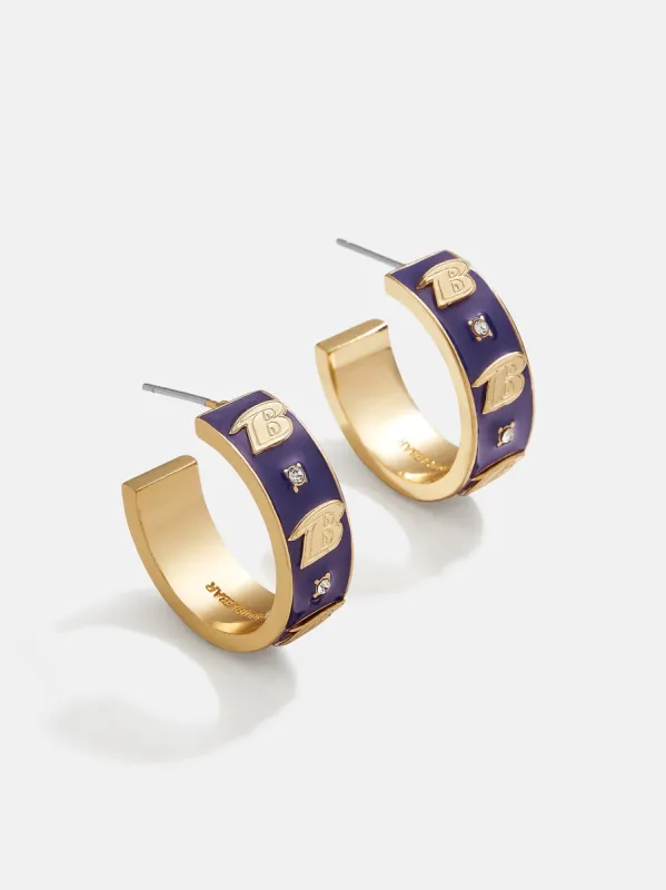 WEAR By Erin Andrews x BaubleBar Enamel Hoop Earrings - Baltimore Ravens sold by BaubleBar
