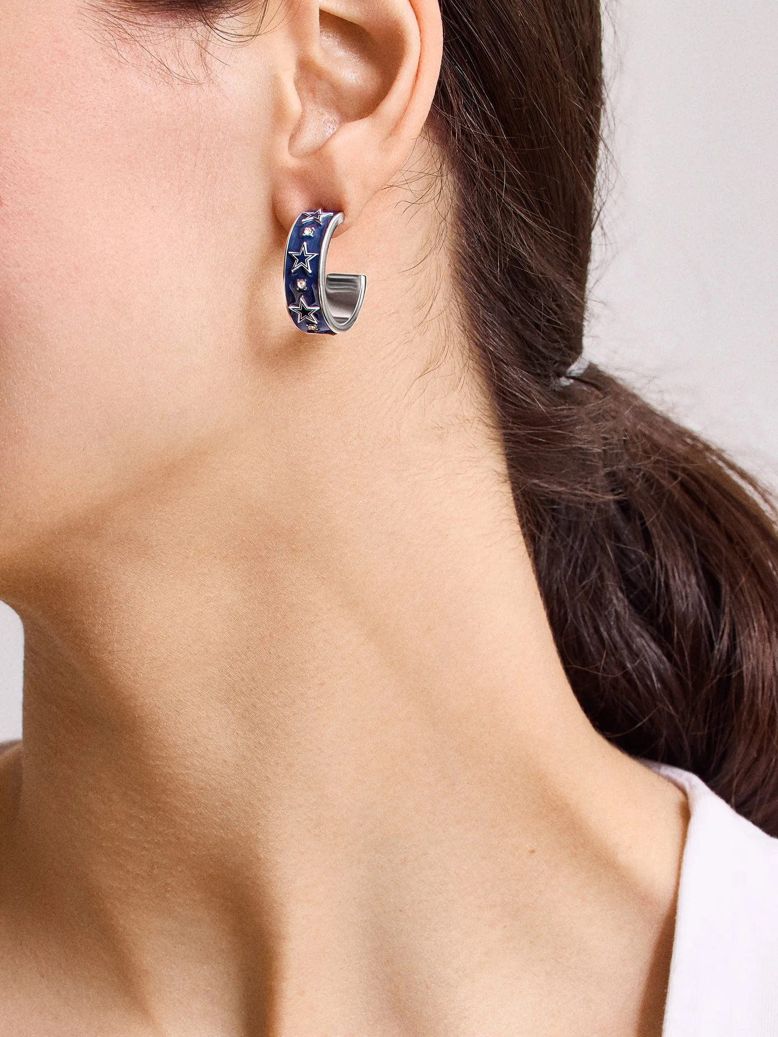 WEAR By Erin Andrews x BaubleBar Enamel Hoop Earrings - Dallas Cowboys sold by BaubleBar product image thumbnail 2