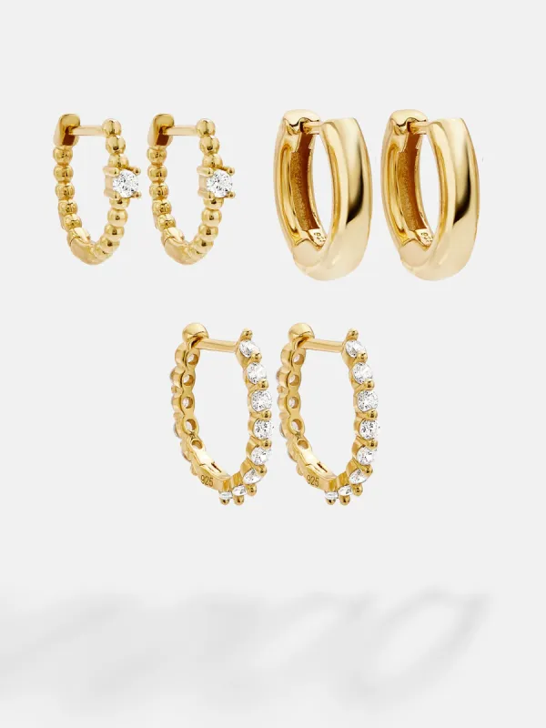 Lauren 18K Gold Earring Set - Gold/Pavé sold by BaubleBar