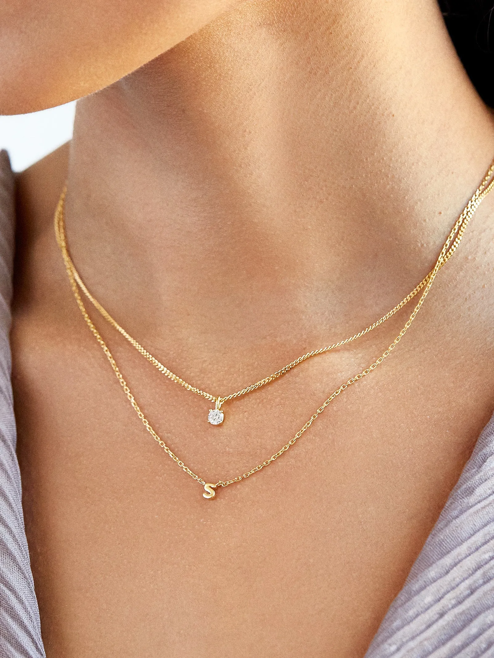 18K Gold Mini Initial Necklace - Gold sold by BaubleBar product image thumbnail 2