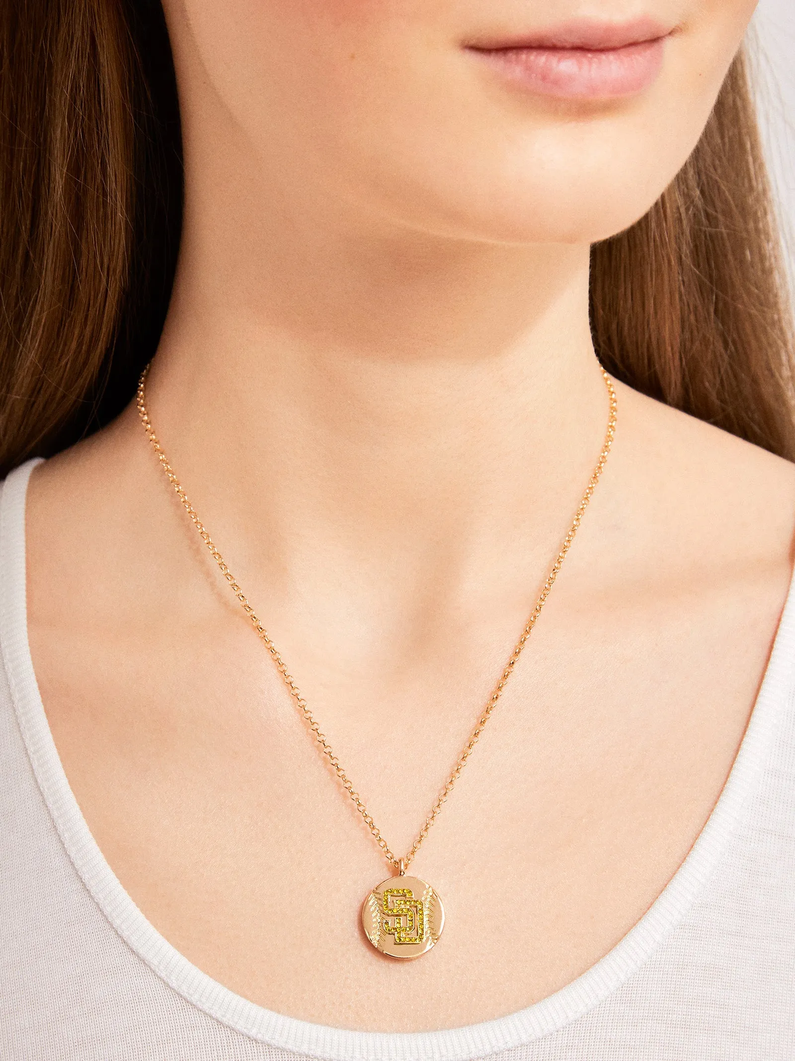 MLB Gold Baseball Charm Necklace - San Diego Padres sold by BaubleBar product image thumbnail 2