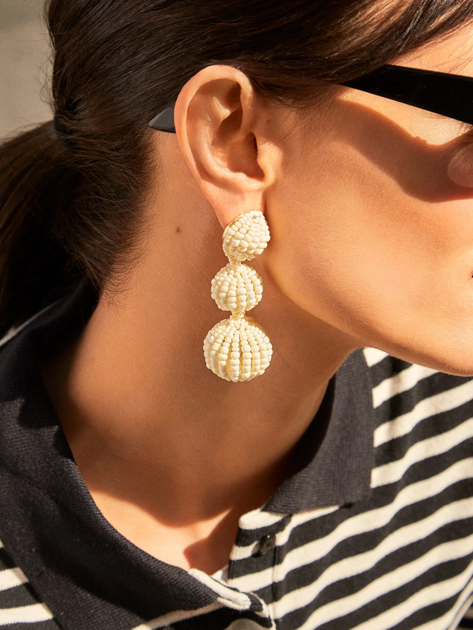 Skylar Earrings - White sold by BaubleBar product image thumbnail 2