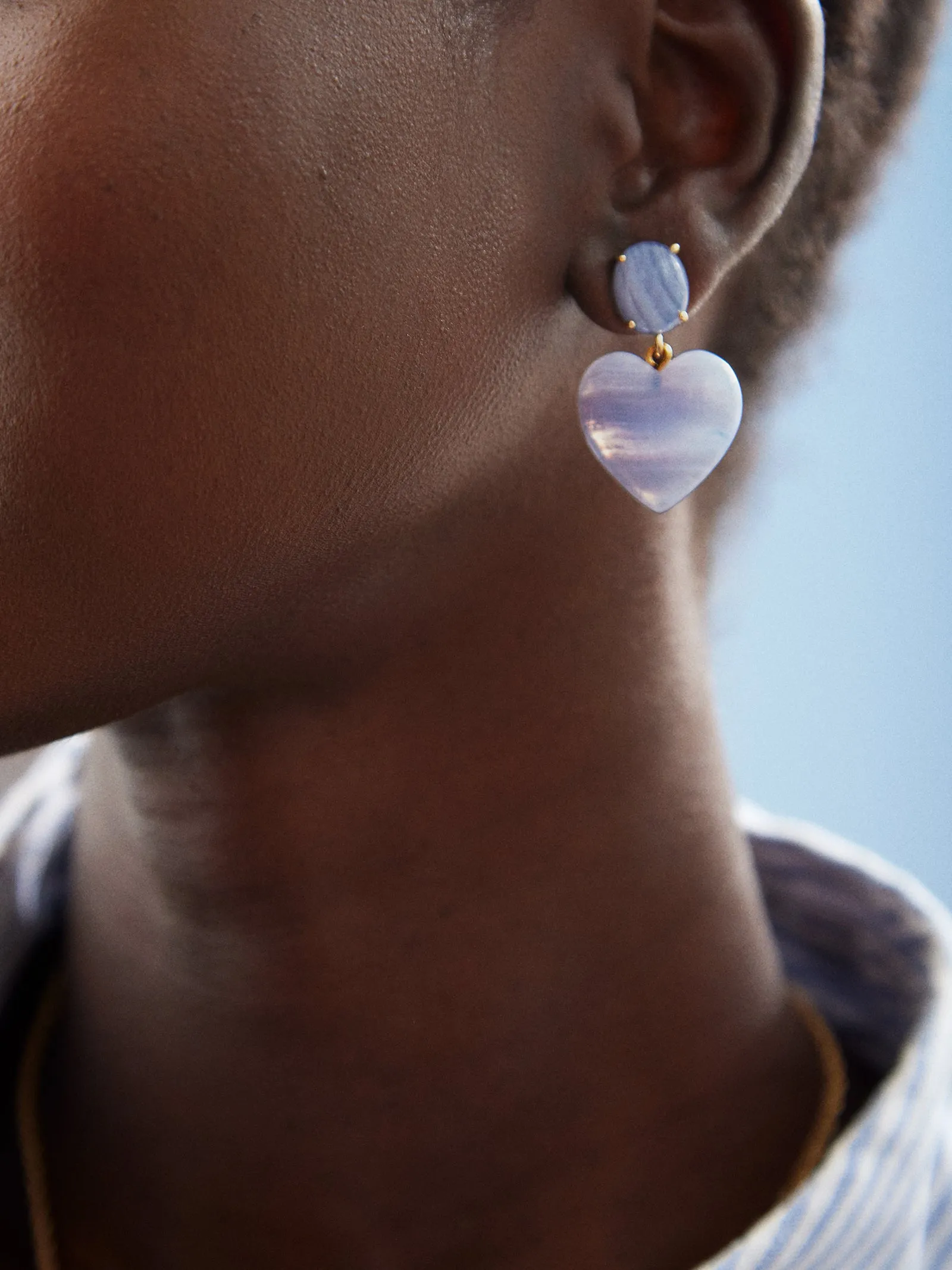 Semi-Precious Juno Earrings - Blue Lace Agate Stone sold by BaubleBar product image thumbnail 2