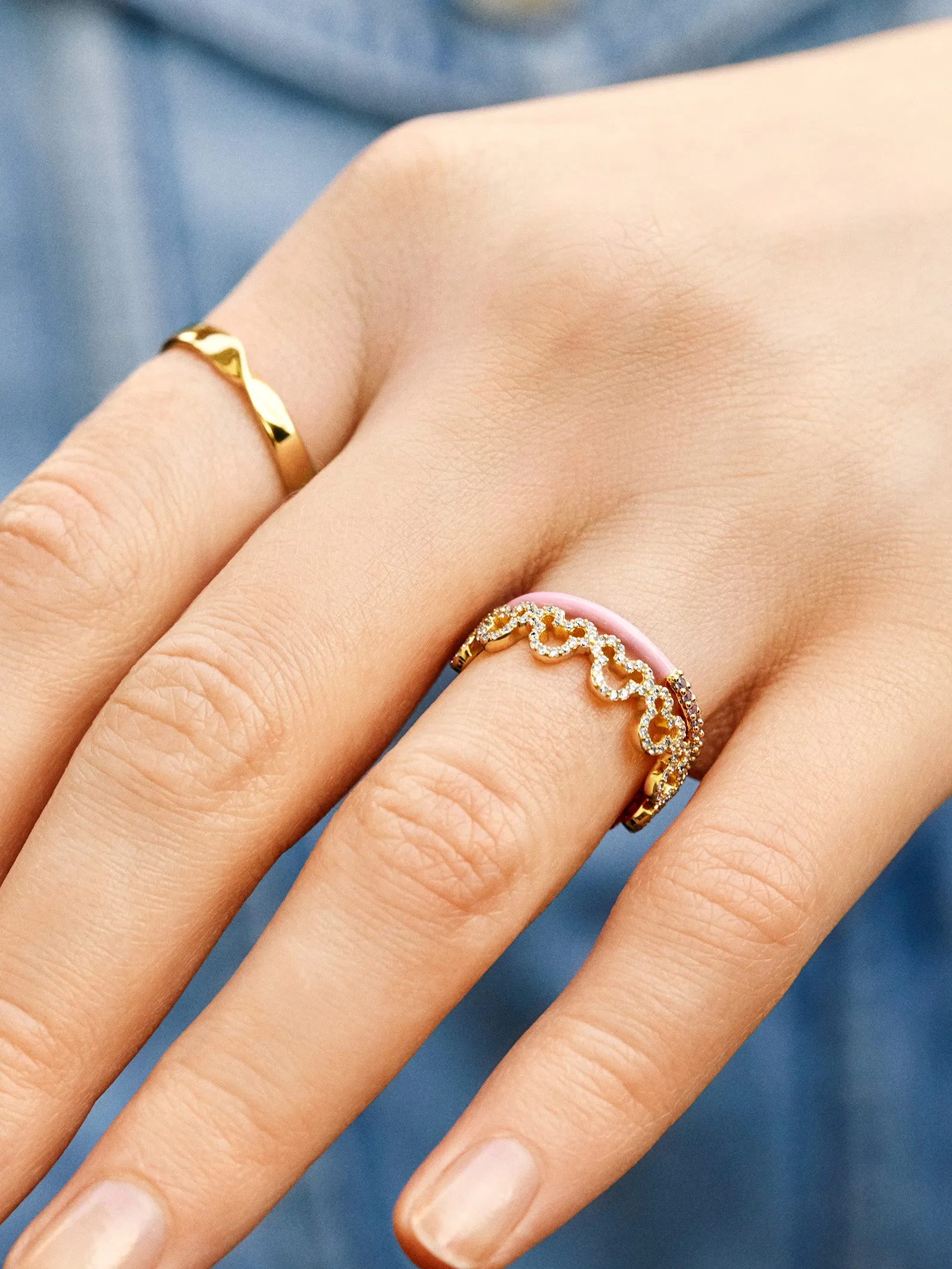 Mickey Mouse Outline 18K Gold Ring - Gold/Pavé sold by BaubleBar product image thumbnail 2