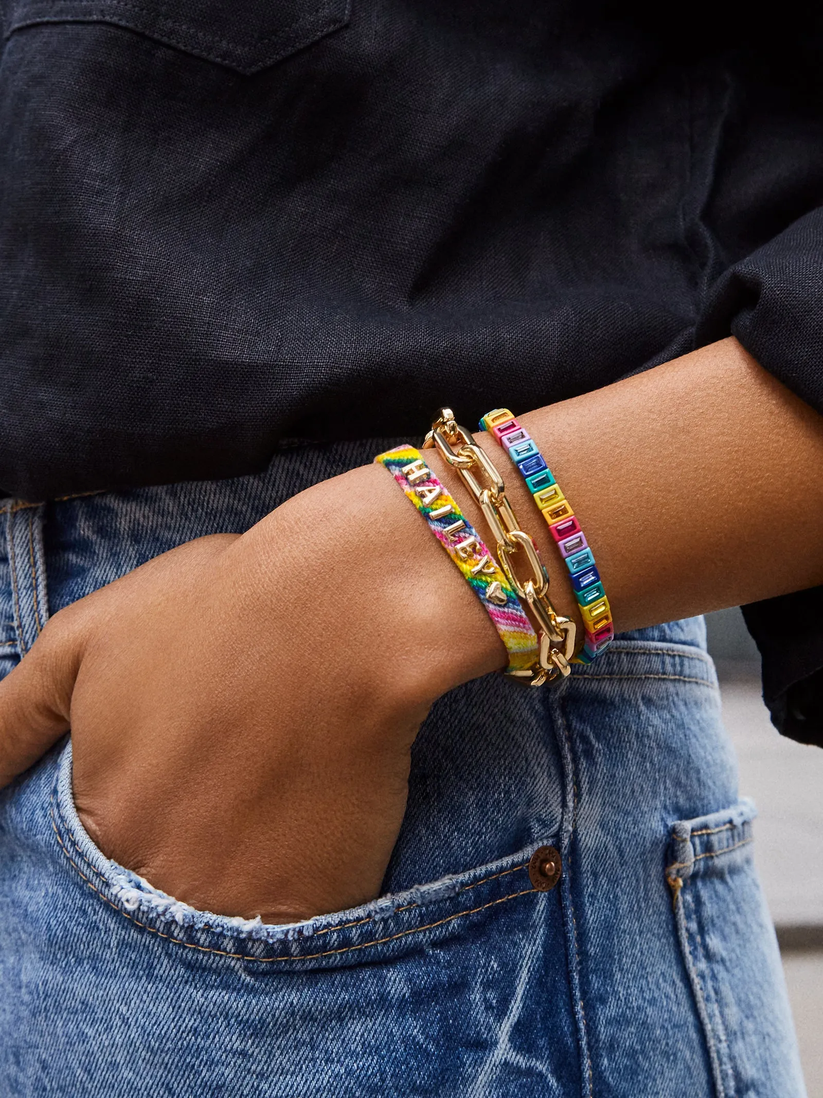 Woven Custom Friendship Bracelet - Rainbow Diagonal sold by BaubleBar product image thumbnail 2