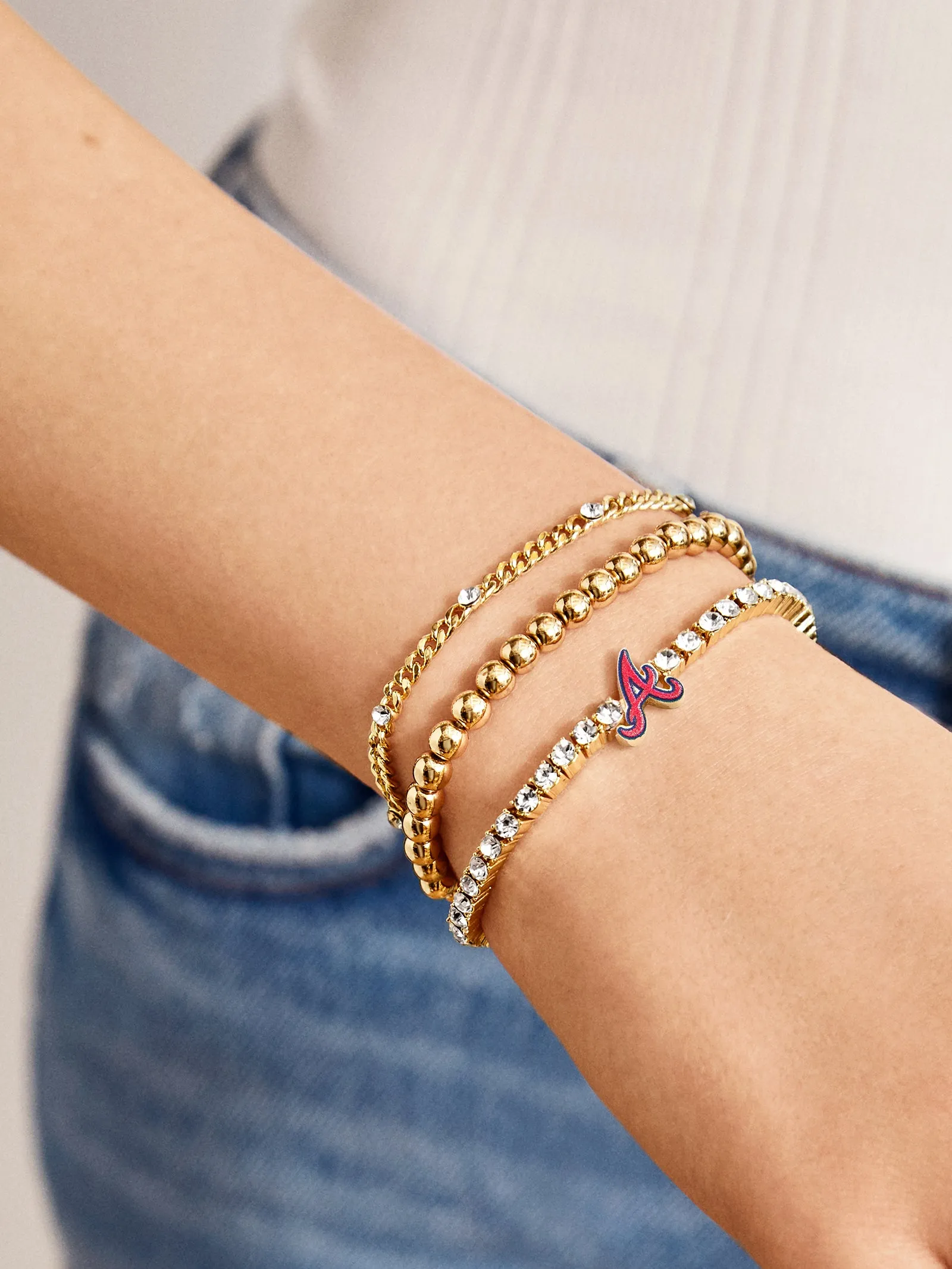 MLB Gold Tennis Bracelet - Atlanta Braves sold by BaubleBar product image thumbnail 2