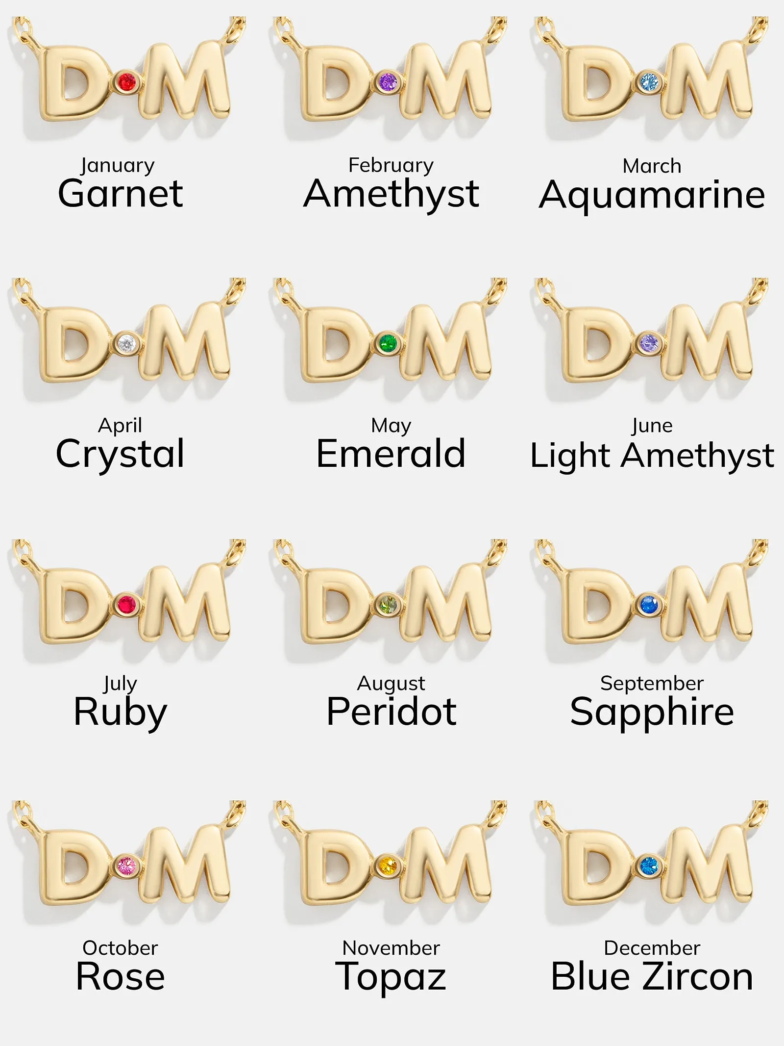 18K Gold Vermeil Double Initial Birthstone Custom Necklace - Aquamarine sold by BaubleBar product image thumbnail 3