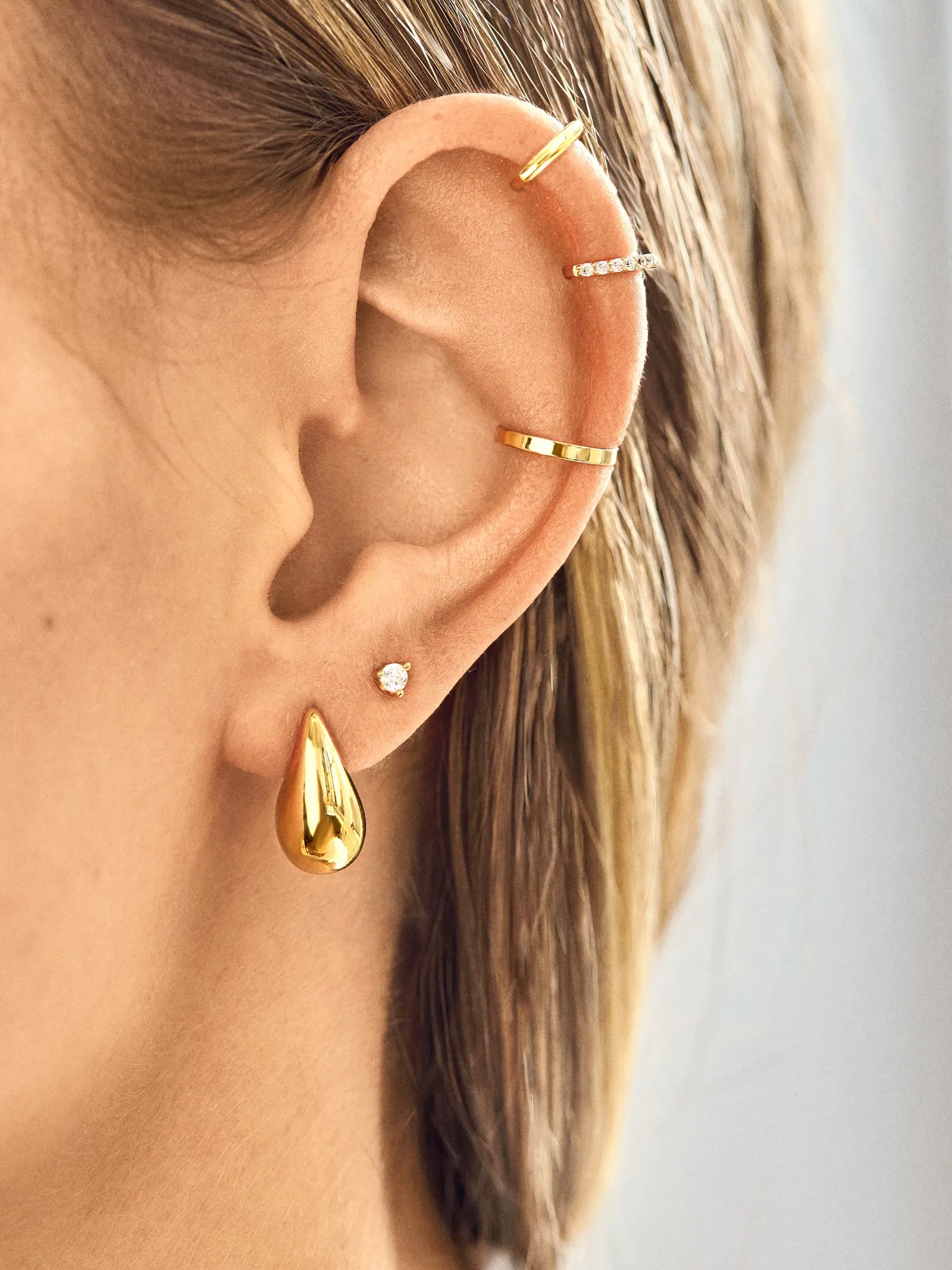Nicole 18K Gold Earring Set - Gold/Pavé sold by BaubleBar product image thumbnail 3