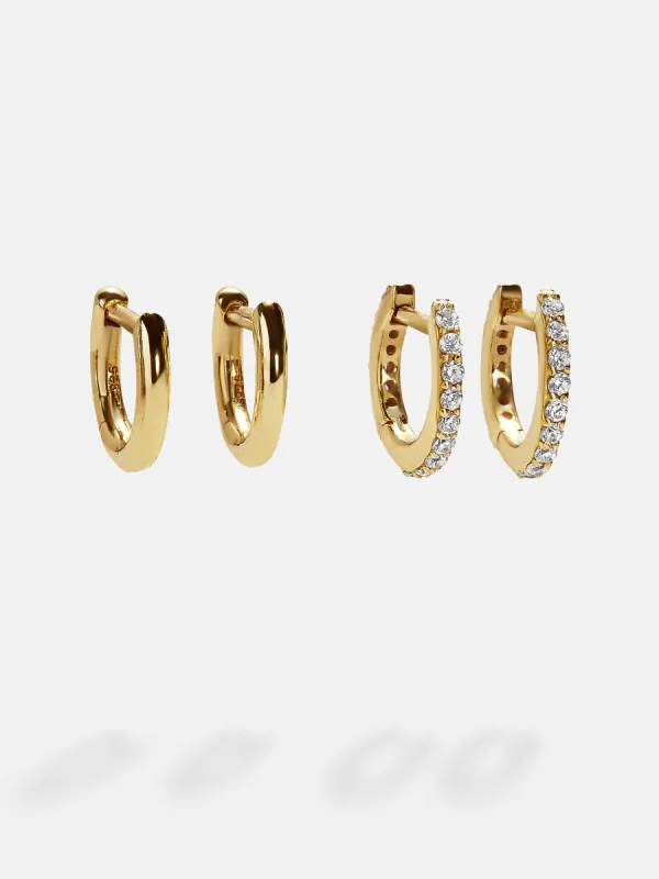 Nicole 18K Gold Earring Set - Gold/Pavé sold by BaubleBar
