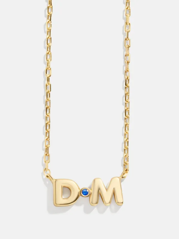 18K Gold Vermeil Double Initial Birthstone Custom Necklace - Sapphire sold by BaubleBar