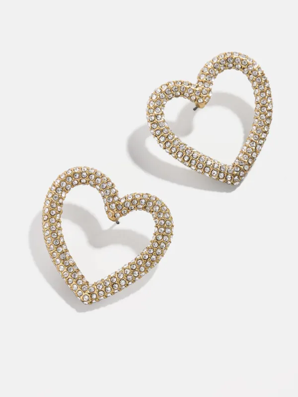 Amanda Earrings - Pavé Heart Statement Studs sold by BaubleBar