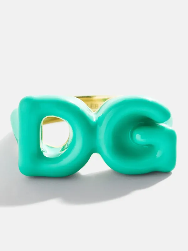 Block Enamel Custom Initial Ring - Turquoise sold by BaubleBar