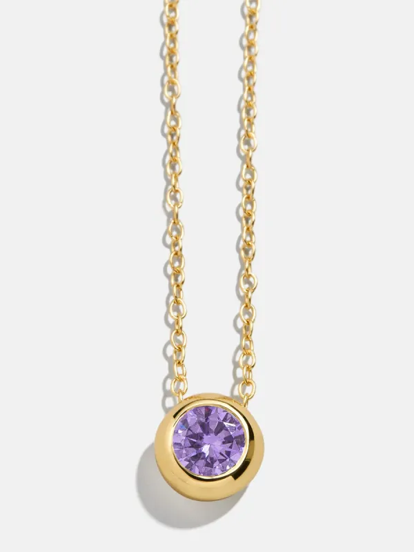 18K Gold Birthstone Pendant Necklace - Light Amethyst sold by BaubleBar